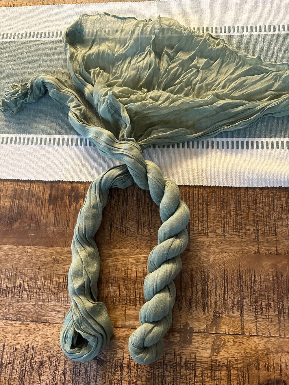 Light Sage 10ft gauze table runner
